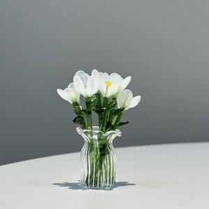 Bouquet de fleurs artificielles en verre cristal à cinq pétales, Calla Lily Tulip, petit vase, ornement de table, <span class=keywords><strong>d</strong></span>écoratif, émaillé, cadeau - Product Image 2