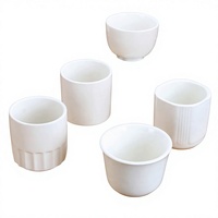 Tasse à thé en céramique blanche pure à parois droites avec soucoupe, style minimaliste, pour la mise en place de la table du thé du matin dans les hôtels et restaurants