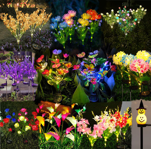 Lámpara de enchufe de tierra resistente al agua LED IP65 con energía solar Araña Lirio Girasol Rosa Flor artificial Diente De León Césped - Product Image 6