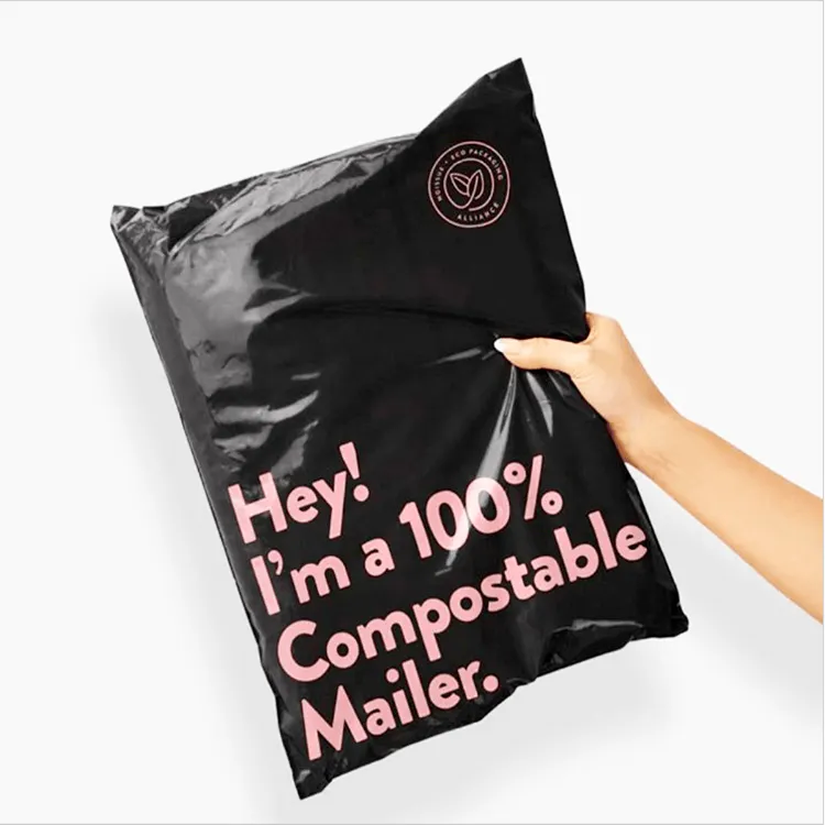 Hot Sale Black Big Umwelt freundlicher Versand Express Mailer Verpackung biologisch abbaubare kompost ierbare Poly Mailing Taschen für Kleidung