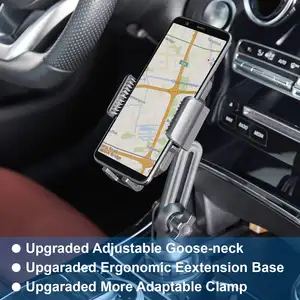 Soporte de teléfono de copa versión mejorada para coche, soporte de teléfono de coche de cuello largo ajustable universal compatible con todos los teléfonos inteligentes