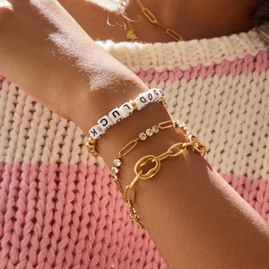 Pulsera de Cadena en Forma de O de Acero Inoxidable Dorado Minimalista Moderna, Joyería Unisex para Regalo - Product Image 2