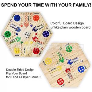Jeu de société hexagonal en bois 15x13 pouces, jouet éducatif interactif multijoueur pour enfants et famille, jeu d'intérieur - Product Image 4