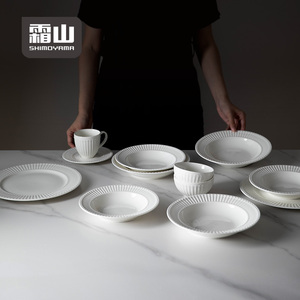 Shimoyama cổ điển trắng gốm đặt bữa ăn tối sứ món ăn tấm thiết lập nhà Chinaware khách sạn & nhà hàng đồ dùng nhà bếp thiết lập - Product Image 3