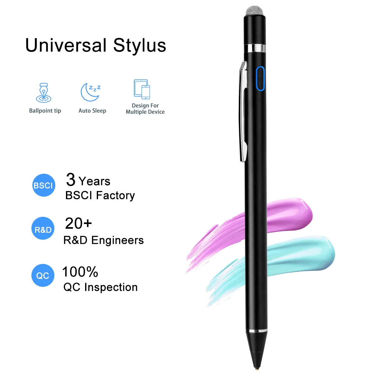 Electronic K825 Electronic Touch Pen 2 In 1 Tips Active Smart Pencil For IPhone Stylus Drawing Capacitive Screen Metal Stylus Pen