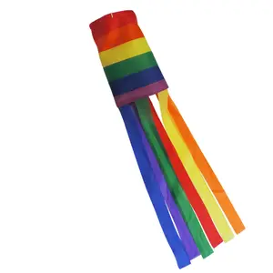 Custom Size Cheap Outdoor Decoration LGBT Rainbow Windsock Colorful Handing Factory Direct