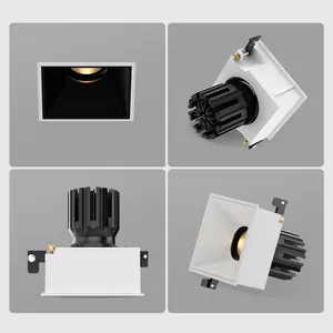 XRZLux 알루미늄 더블 헤드 ETL LED 통 2*8W/10W/15W 사각 COB 다운 라이트 개미 섬광 매입형 LED 천장 스포트라이트