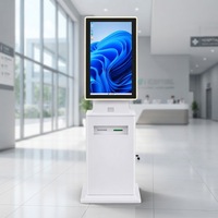 Kiosque tactile semi-extérieur sur pied à haute luminosité avec bande lumineuse LED RVB, terminal de paiement avec système d'exploitation Windows