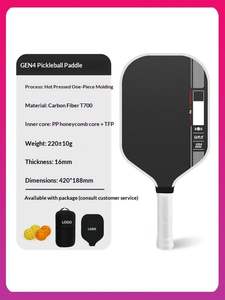 Raquette de pickleball en fibre de carbone T700 OEM 16 mm, construction monobloc intégrée pressée à chaud, noyau en mousse EPP, 230 g, carbone léger - Product Image 5