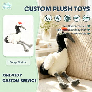 Peluche Grue Couronne Rouge, Grue en Peluche Blanche aux Longues Jambes, Peluche Réaliste d'Oiseau Aquatique pour Chambre d'Enfant, OEM Personnalisé - Product Image 1