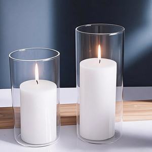 Bougie blanche en cire de <span class=keywords><strong>soja</strong></span> dans des supports en verre transparent pour les centres de table de mariage - Product Image 3