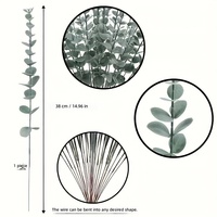 Feuillage artificiel réaliste en feuilles d'eucalyptus en plastique pour décoration de mariage, décoration intérieure et arrangements floraux transfrontaliers