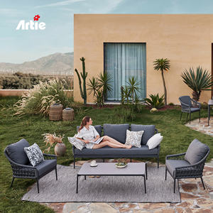 Juego <span class=keywords><strong>de</strong></span> Sofás Modernos para Patio Artie, Muebles <span class=keywords><strong>de</strong></span> Exterior, Sofás <span class=keywords><strong>de</strong></span> Jardín <span class=keywords><strong>de</strong></span> Cuerda Tejida a Mano con Marco <span class=keywords><strong>de</strong></span> Aluminio - Product Image 2