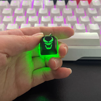 Laser Sculpture Transmission de la lumière Keycap Porte-clés LED Personnalisé Cliquez Porte-clés Luminescence Keycap Fidget Click Fidget Porte-clés