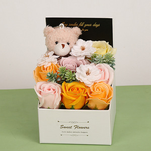 Caja de Regalo con Jabones de Flores Decorativas para el Hogar, Rosas de Jabón, Glicinia Artificial, Dispensador de Jabón con Flores para Ramo de Novia - Product Image 2