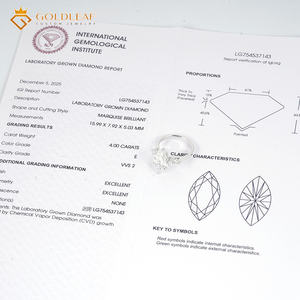 Anillo de Oro Blanco de 18K con Diamante Cultivado en Laboratorio con Corte Marquesa en Forma de Pera, Certificado IGI DEF VVS, Joyería Moderna para Aniversario - Product Image 5