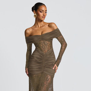 Y0006 abito gonna lunga a maniche lunghe plissettata Patchwork in <span class=keywords><strong>pizzo</strong></span> <span class=keywords><strong>con</strong></span> Patchwork da donna - Product Image 6