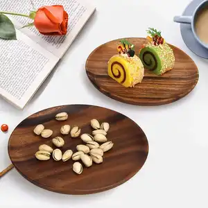 Solid Wood Dish Table Center Decoration Acacia Wood Snack Fruit Tray