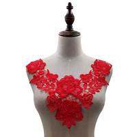 Design personnalisé, col de poitrine en Polyester Soluble dans l'eau, fleurs 3d, broderie de dentelle, patchs appliqués, creux