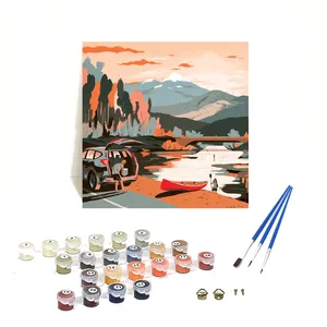 Orfon Q1069 Landscape diy canvas painting paint by the numbers kits with frame 20x20cm scenery oil painting