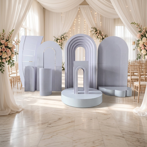 LEDA Hot Sale White 3D Layers Ripple PVC Wedding <b>Backdrop</b> <b>Stand</b> Wave Arch Decor for Wedding Event Ceremony - Product Image 1