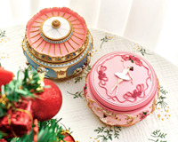 Boîte à musique de carrousel européen rose en résine cadeau bleu rose sur mesure pour la décoration de la maison de vacances