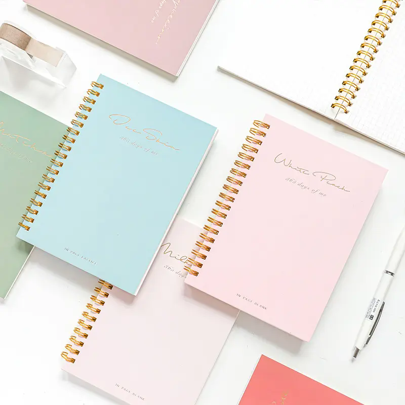 Cuaderno con Logo personalizado de tapa dura, promoción, cuaderno de papel espiral multicolor para regalo