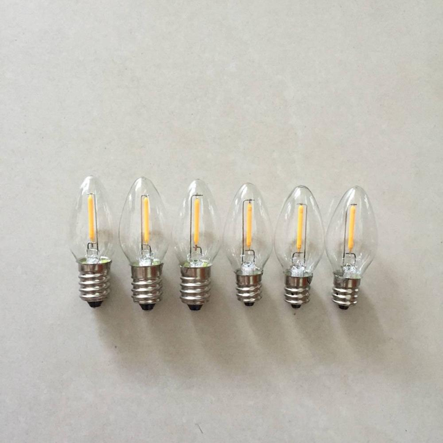 120V 220V E17 0.5W 1W Led C9 Christmas Lights Bulbs C9 Led Filament Light Bulb Replacement Mini Night Led Candle Lamp