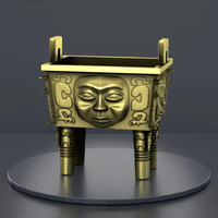 Vases rituels anciens personnalisés, récipients alimentaires en métal, ornements de type Ding, artisanat chinois fait main, objets en métal plaqué bronze