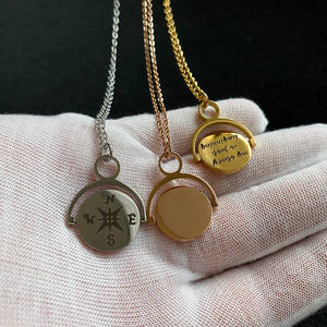 Nombre Zodiaco <span class=keywords><strong>initia</strong></span> logo joyería colgante personalizado encanto cadena Acero inoxidable brújula giratoria ansiedad SPINNER collar grabado - Product Image 2