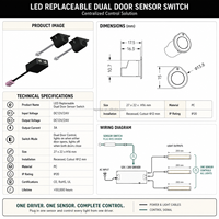 Interrupteur de capteur de porte double filaire 12V 24V pour éclairage automatique de placard et armoire à deux portes FREE-09C-0