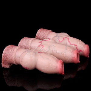 <b>Large</b> Dog Knot Penis Extender Silicone Open/Closed-Ended Cock Cover Couples Fantasy Sheath for Men Kink Play Couple Delay Time - Product Image 3