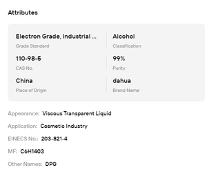 Dipropilenglicol (DPG) Industrial de Alta Pureza, Líquido al 99.5%, 99.7%, 99.9%, Solvente Orgánico, Humectante para Recubrimientos y Fragancias - Product Image 6