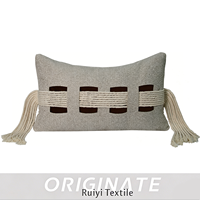 Housse de coussin lombaire moderne en jacquard gris avec franges en corde de coton, décorative pour salon, maison, hôtel