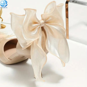 Broche de zapato con lazo de malla de satén Beige, <span class=keywords><strong>Clip</strong></span> de zapato extraíble <span class=keywords><strong>para</strong></span> mujer, Sandalia de tacón alto <span class=keywords><strong>para</strong></span> boda, accesorios decorativos de <span class=keywords><strong>joya</strong></span> - Product Image 3