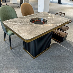 Mesa Eléctrica Giratoria para Hot Pot de Piedra para 4-6 Personas, Color Personalizable, para Hogar Moderno, Sala <span class=keywords><strong>VIP</strong></span>, Hotel/Restaurante - Product Image 5