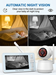 Monitor para Bebés KT724T de 7 Pulgadas, 720P HD, WiFi, con Detección de Llanto por IA, Cámara Inalámbrica con Pantalla Inteligente y Grabador de Voz - Product Image 2
