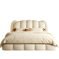 Ensemble de meubles de chambre à coucher de luxe italien, lit king size moderne, lit double en cuir capitonné, grande tête de lit haute, style doux, meubles pour la maison