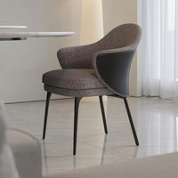 Chaise de salle à manger en coton et lin, design nordique, luxe léger, pour maison, bureau, petit appartement, usage commercial, avec structure métallique
