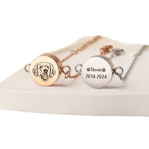 <span class=keywords><strong>Bracelet</strong></span> personnalisé gravé avec un souvenir de fourrure d'animal de compagnie, plaqué or 18K PVD, acier inoxydable, bijoux DIY pour animaux de compagnie - Product Image 5