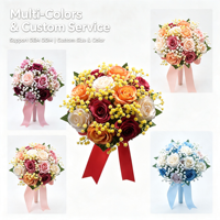Bouquet artificiel fait main pour mariage en extérieur, rose avec gypsophile, fleur préservée, cadeau de mariée, ornement de table