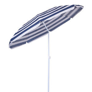 Parasol de protección UV para exteriores, sombrilla de playa con patrón de rayas, color blanco, azul marino, con bolsa de transporte, servicio OEM - Product Image 1