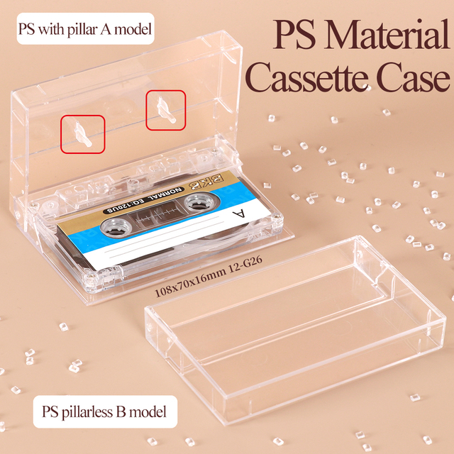 WEISHENG Plastic Audio Cassette Tape Case Acrylic Clear VHS Jewel Box Recording Blank Cassette Tape Storage Cassette Case