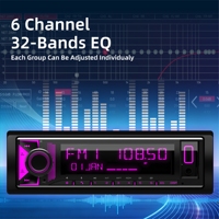 Reproductor MP3 para Auto de Un Solo DIN, Bluetooth, Manos Libres, 5V RCA, 6 Canales, Ecualizador de 32 Bandas, X Bass, RDS, FM, AM, USB, AUX