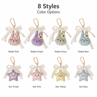 Porte-clés Lapin en Peluche Mignon Fait Main avec Nœud, Breloque pour Sac, Voiture, Clés, Sac à Dos