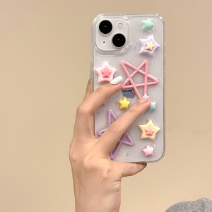 Custodia per Cellulare da Donna alla Moda Stile Coreano <span class=keywords><strong>con</strong></span> Glitter a Forma di Stella e Cuore per <span class=keywords><strong>iPhone</strong></span> 16 15 Pro Max 14 Pro 13 12 11 Plus 17 - Product Image 3