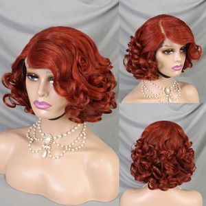 Peluca Corta Bob de Cabello Humano con Rizos Voluminosos, Pelucas con Cierre de Encaje 4x4 para Mujeres Negras, Pre-Desplumada, con Parte Lateral, Ondas Suaves, Pelucas Frontales de Encaje - Product Image 6