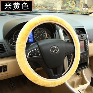 Plush Steering Wheel Cover Beige 38cm Warm Winter Non Slip Car Accessory - Product Image 1