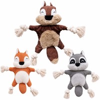 En stock Jouet à mâcher plat en peluche pour chien, résistant aux morsures, avec sonnette et couineur, en corde de coton, en forme de renard, raton laveur, écureuil, vente en gros