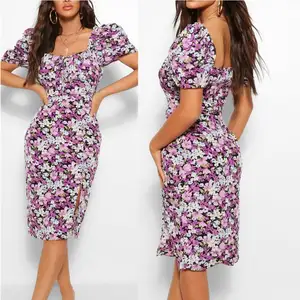 New Coming 100% Full Test Fast Delivery OEM Accept Women Clothing Wrap Floral Bodycon Dress